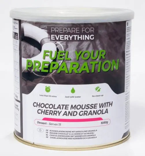Chocolate Mousse with Granola & Cherry Freeze Dried Tin Fuel Your Preparation