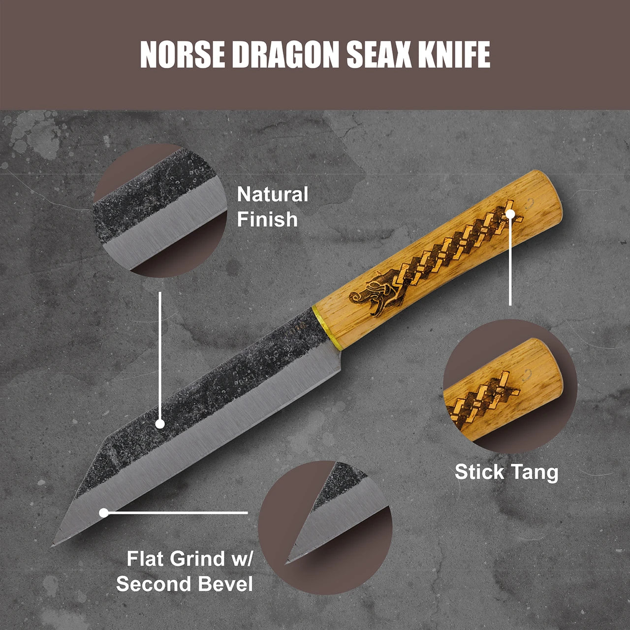 Condor Norse Dragon Seax Fixed Blade