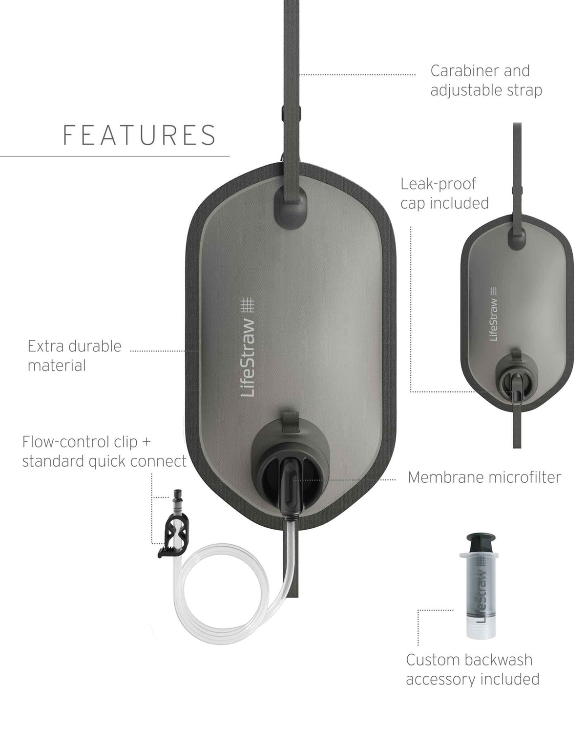LifeStraw Peak Series 8L Gravity System (Dark Grey)