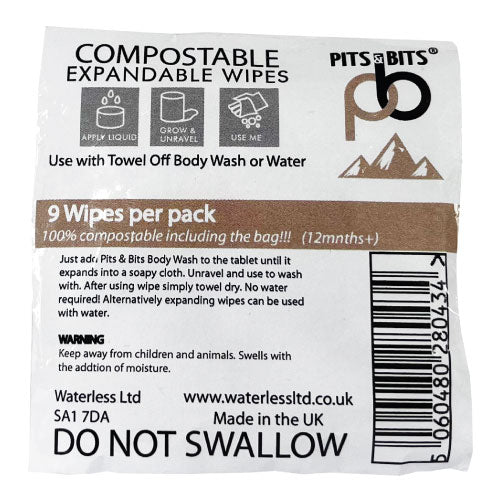 Pits & Bits Expandable Wipes 9pk