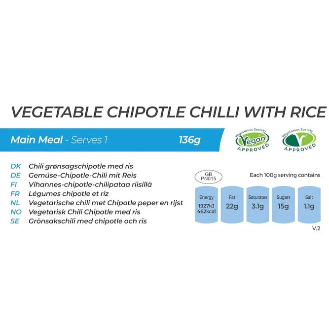 Summit To Eat Vegetable Chipotle Chilli With Rice Freeze Dried (Pouches)